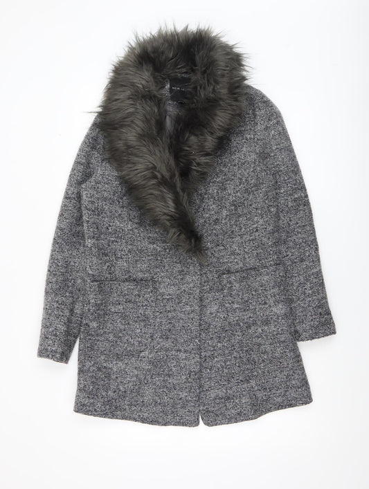 Womens UK Size 6 New Look Grey Overcoat