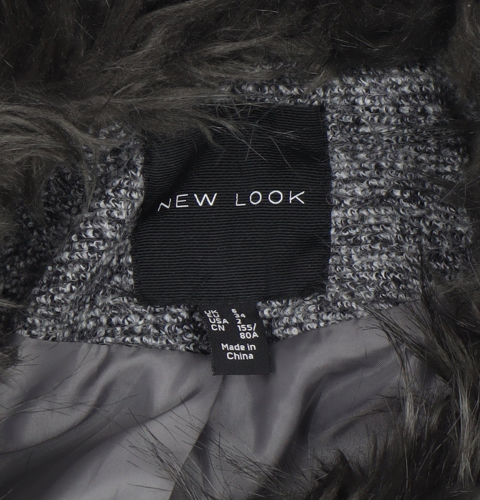Womens UK Size 6 New Look Grey Overcoat
