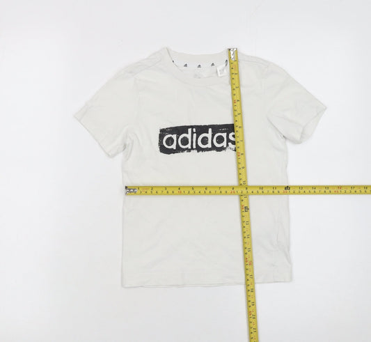 Boys UK Size 5-6 Years adidas White BasicJerseyPullover T-Shirt