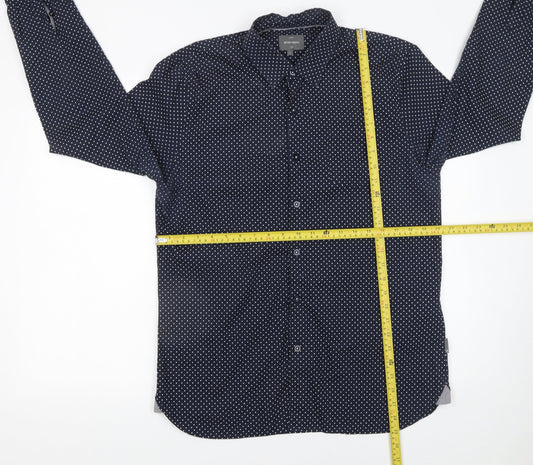 Mens UK Collar Size L Peter Werth Smart Blue Dress Shirt