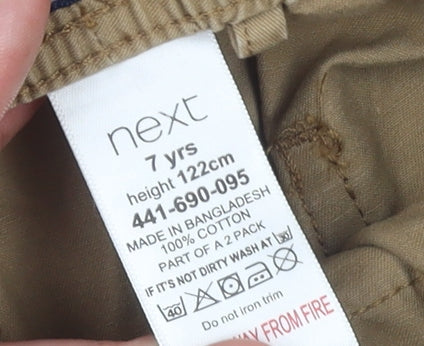 Next Boys Beige Cotton Drawstring Chino Shorts 7 Years