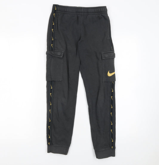Boys UK Size M Nike Regular Fit Cargo Black Trousers