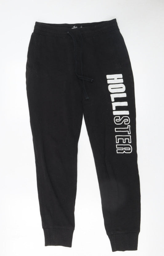 Womens UK Size XS Hollister Regular Fit Jogger Black Trousers