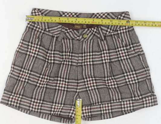 Tyess Girls Brown Check Chino Shorts Size 10A 140cm 100% Cotton