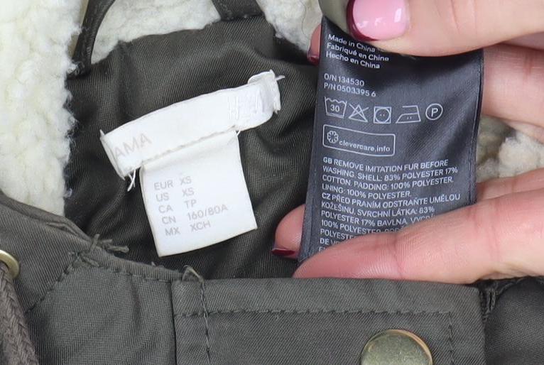 Womens UK Size XS H&M Green Parka Coat