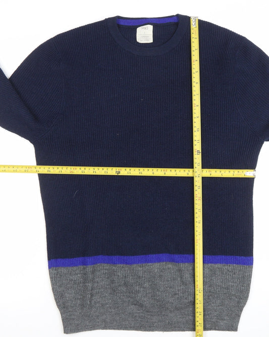Mens UK Size L Marks and Spencer Blue Pullover Jumper