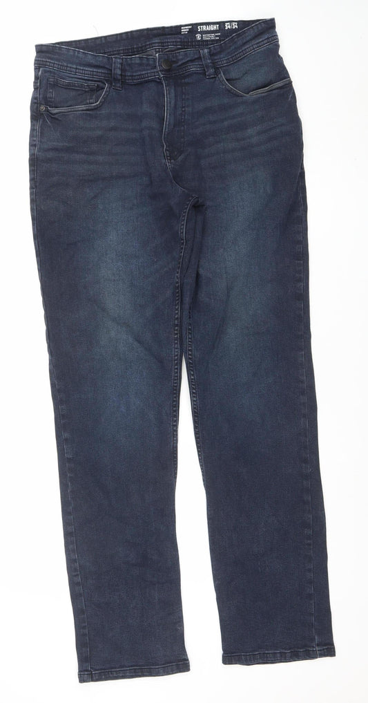 Marks and Spencer Men’s Blue Straight Jeans 34W 34L Denim Cotton