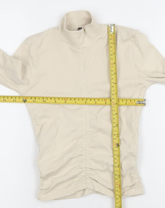 Womens UK Size S Zara Beige Basic T-Shirt