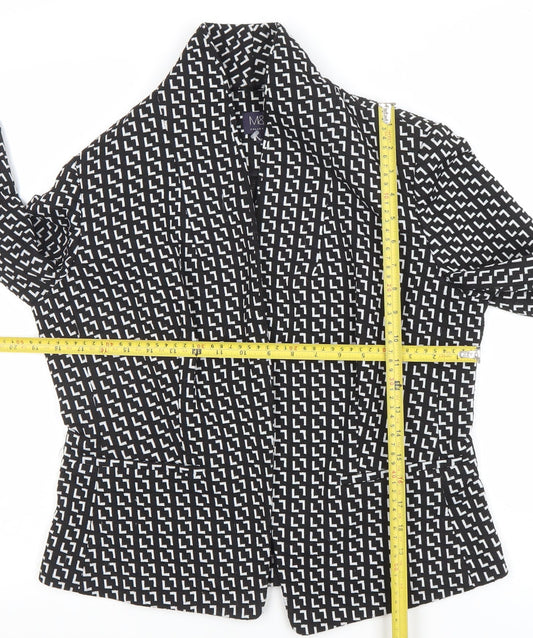 Marks and Spencer Womens Black Geometric Blazer Jacket Size 14