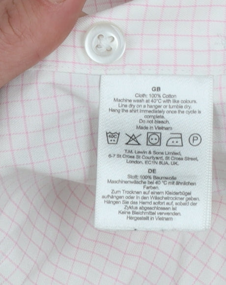Mens UK Collar Size 15 T.M. Lewin Smart Pink Dress Shirt