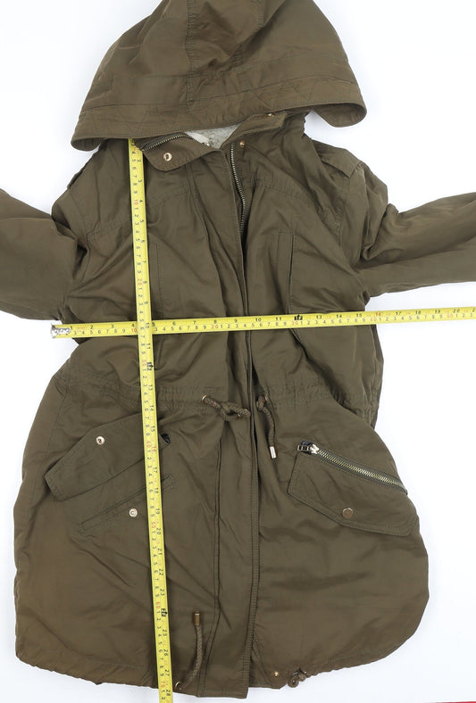 Womens UK Size 8 Mango Green Parka Coat
