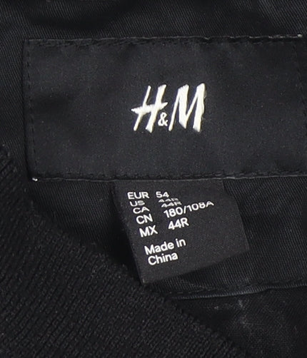 Mens UK Size 54 H&M Black Bomber Jacket