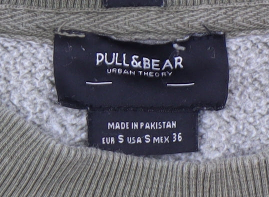 Mens UK Size S Pull&Bear Green Pullover Sweatshirt