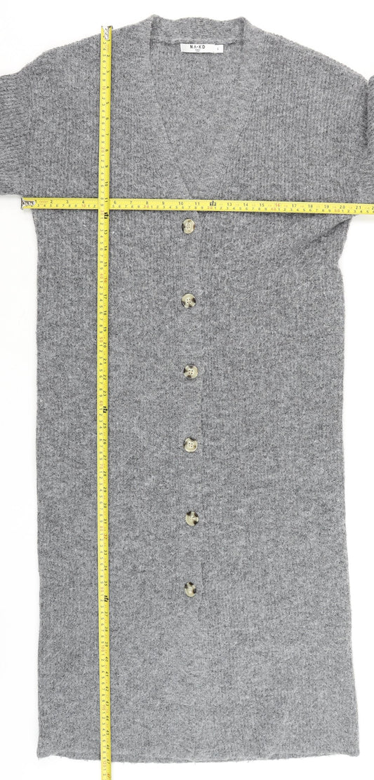 Womens UK Size S NA-KD Grey Cardigan Jumper