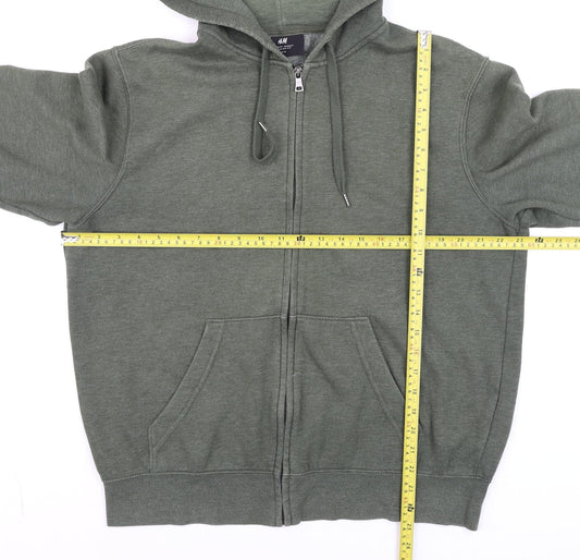 Mens UK Size M H&M Green Full Zip Hoodie