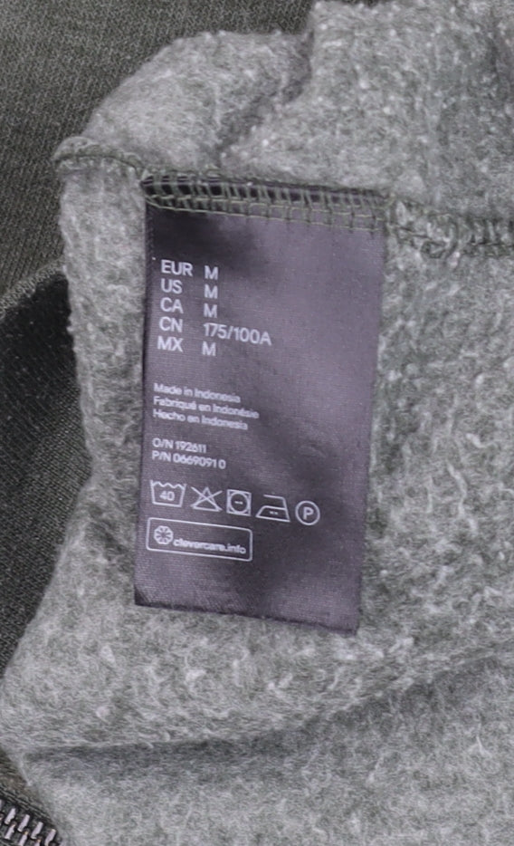 Mens UK Size M H&M Green Full Zip Hoodie