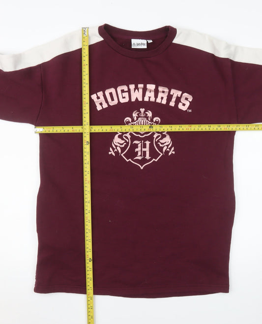 Harry Potter Girls Red Hogwarts Logo Pullover Sweatshirt 14 Years