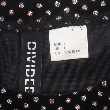 Womens UK Size L H&M Divided Black Cropped Blouse
