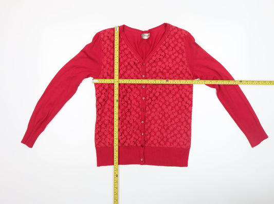 Womens UK Size S Voulez Vous Red Cardigan Jumper