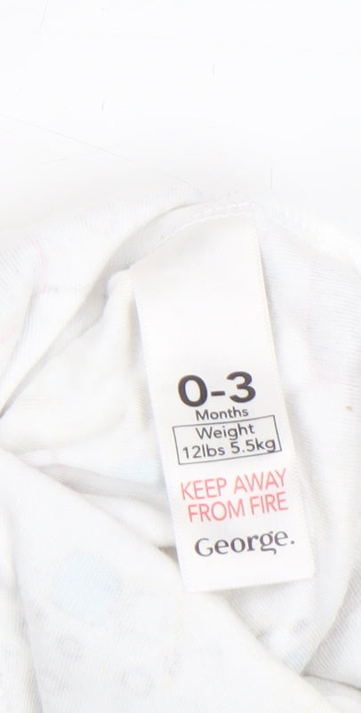 Additional view of George unisex baby white 0-3 months cotton vehicle print babygrow