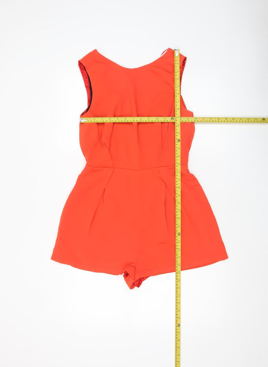 Womens UK Size 10 Topshop One-Piece Red Playsuit