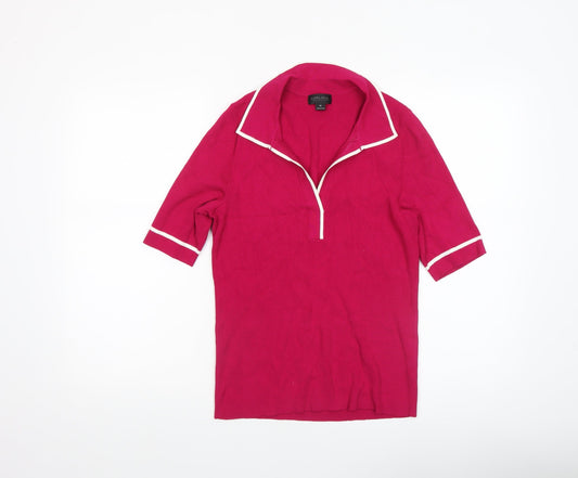 Womens UK Size M Carlisle Collection Pink Basic Polo