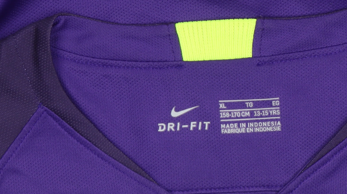 Additional view of Nike boys’ purple football dri-fit long sleeve jersey top 13-15 years