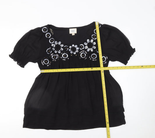 Womens UK Size 10 ECI New York Black Tunic Blouse
