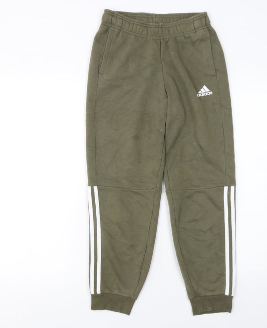 Boys UK Size 11-12 Years adidas Regular Fit Jogger Green Trousers