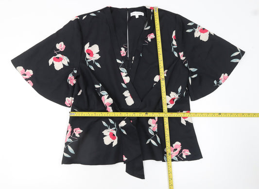 Womens UK Size 16 Marc Angelo Black Wrap Blouse