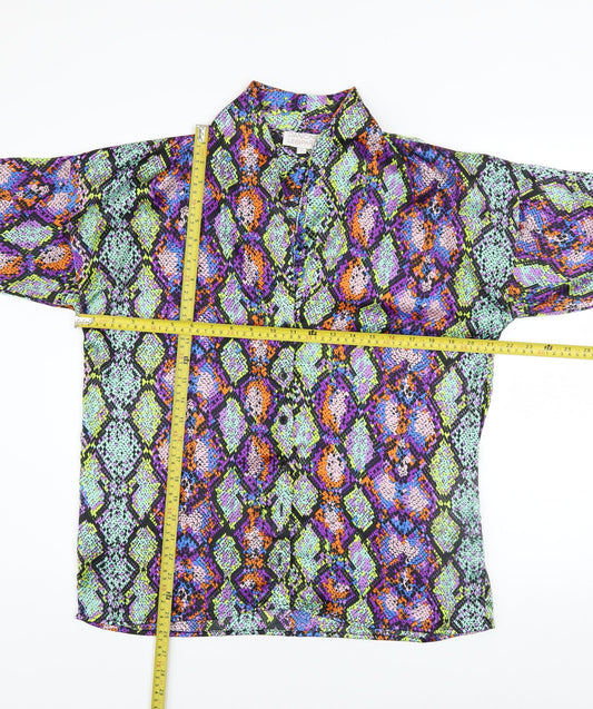 Womens UK Size 6 Dancing Leopard Multicoloured Tunic Blouse