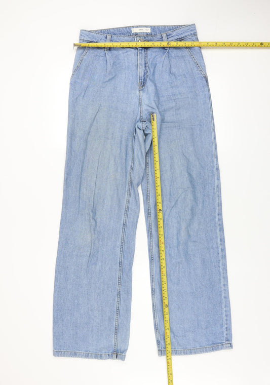 Womens UK Size 6 MNG Relaxed Fit Wide-Leg Blue Jeans