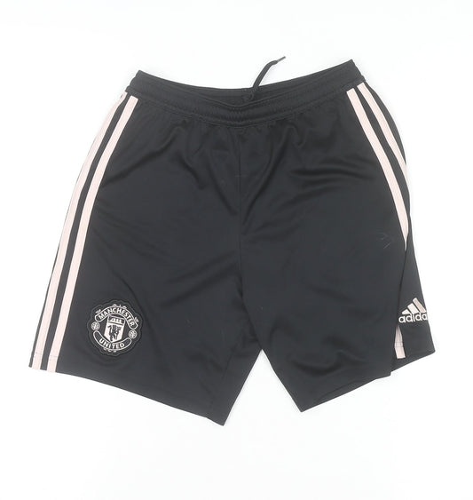 Additional front view of adidas girls’ black football shorts 11-12 years manchester united activewear