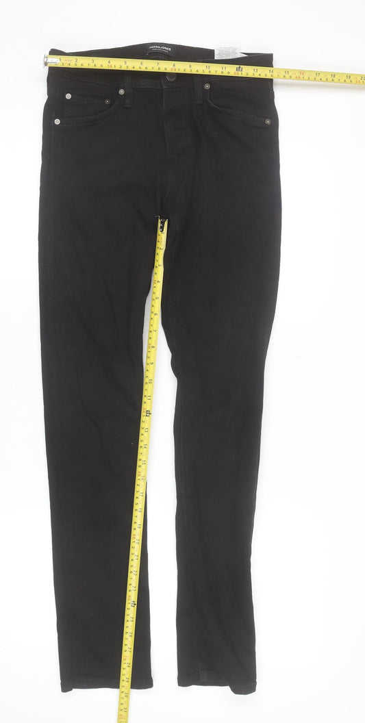 Mens UK Size 28 JACK & JONES Slim Fit Straight Black Jeans