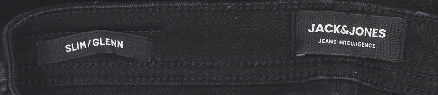 Mens UK Size 28 JACK & JONES Slim Fit Straight Black Jeans