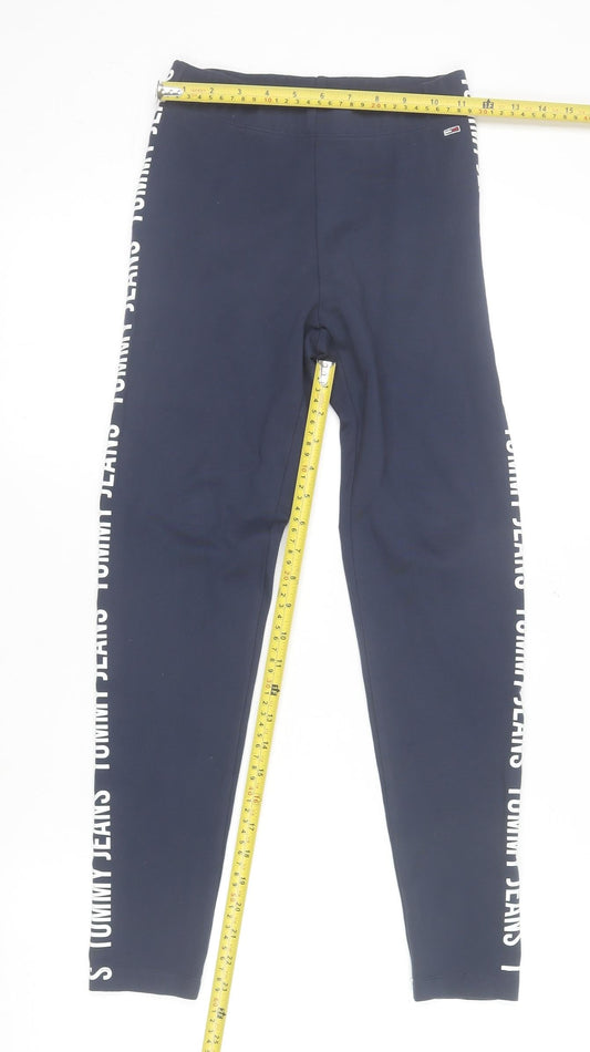 Womens UK Size XS Tommy Jeans Slim Fit Leggings Blue Leggings