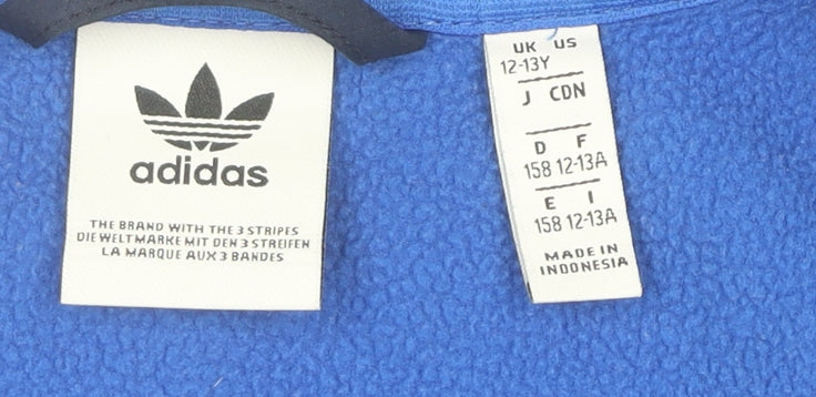 Boys UK Size 12-13 Years adidas Blue Full Zip Hoodie