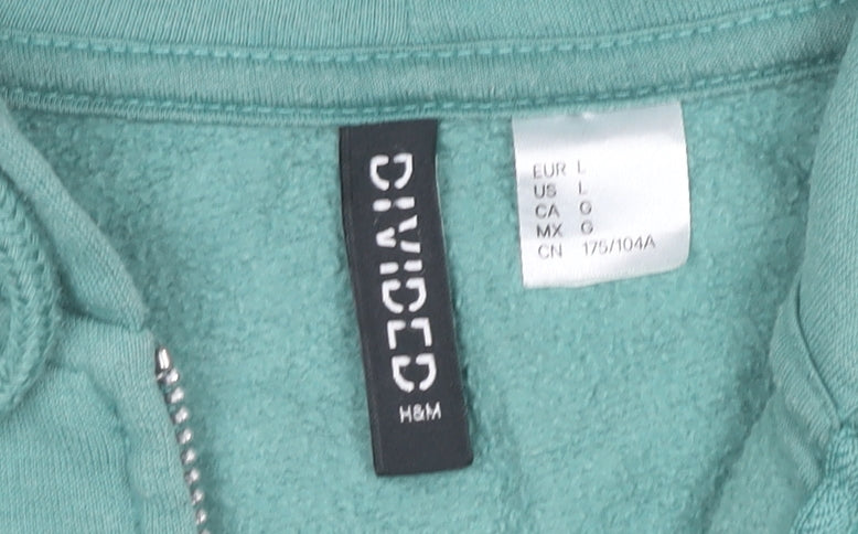 Mens UK Size L H&M Green Full Zip Hoodie