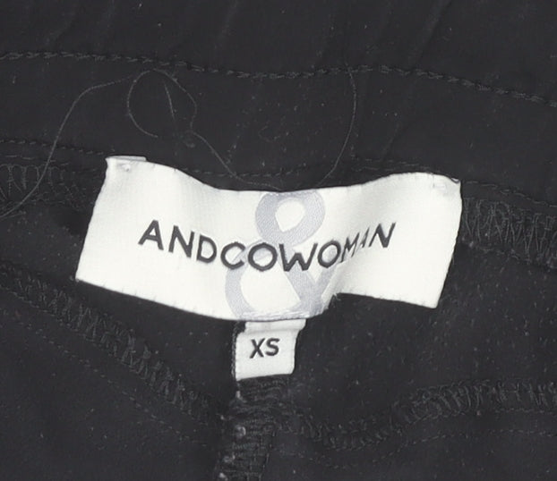 Womens UK Size XS &Co Woman Slim Fit Ankle Black Trousers