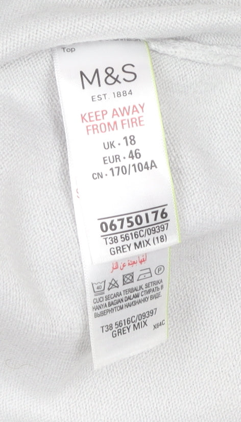 Womens UK Size 18 Marks and Spencer Grey Basic T-Shirt