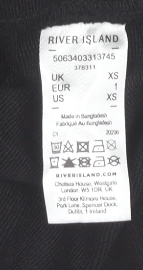Womens UK Size XS River Island Black Pullover Hoodie