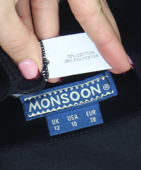 Womens UK Size 12 Monsoon Black Wrap Blouse