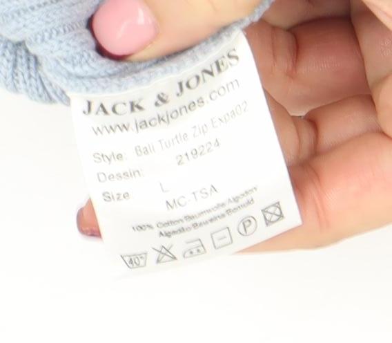 Mens UK Size L JACK & JONES Blue 1/2 Zip Jumper