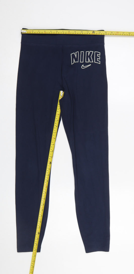 Womens UK Size M Nike Slim Fit Leggings Blue Leggings
