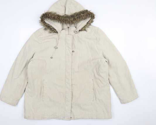 Womens UK Size L BM Beige Parka Coat