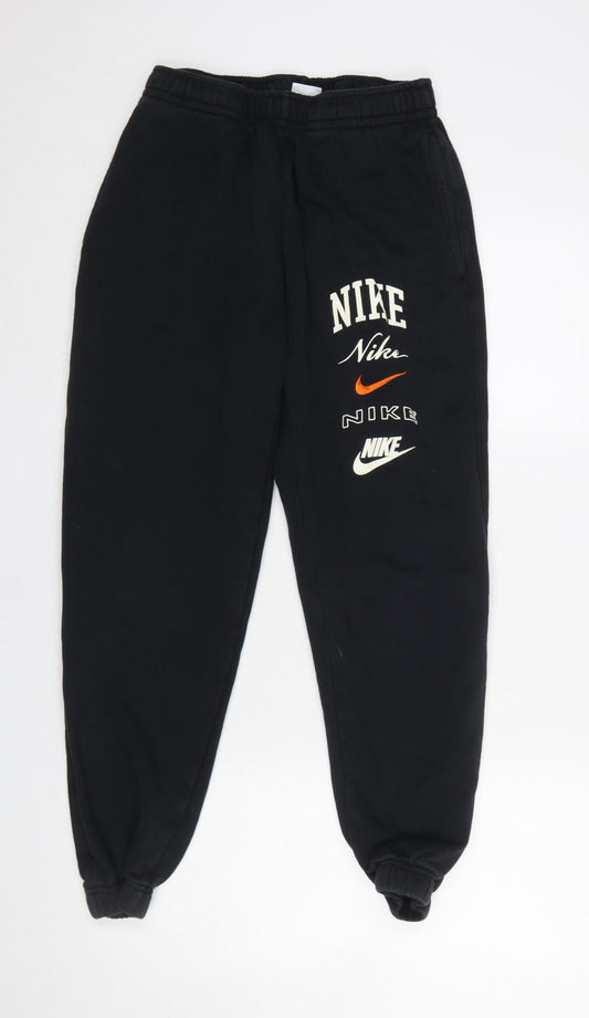 Womens UK Size S Nike Regular Fit Jogger Black Trousers