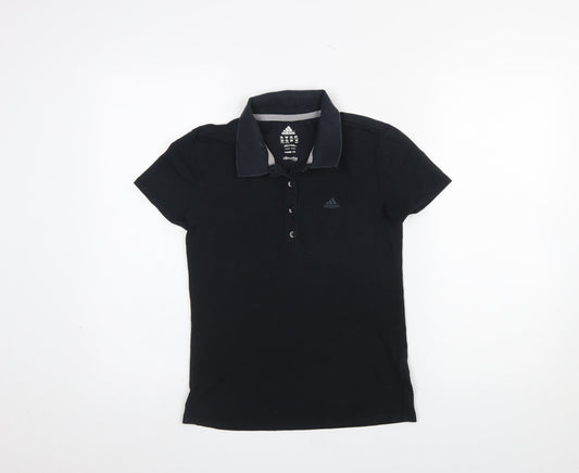 Womens UK Size XS adidas Black Basic Polo