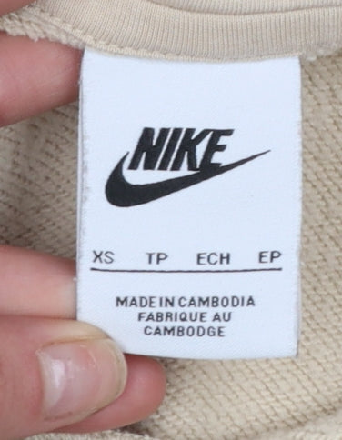 Womens UK Size XS Nike Beige Pullover Hoodie