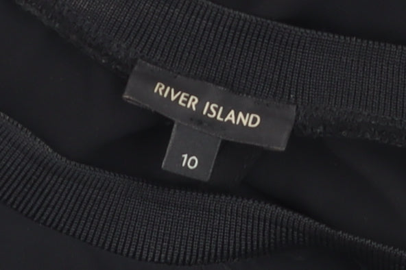 Womens UK Size 10 River Island Black Tunic Blouse