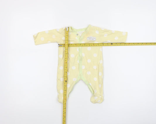 George Unisex Baby Yellow Polka Dot Cotton Babygrow 0-3 Months